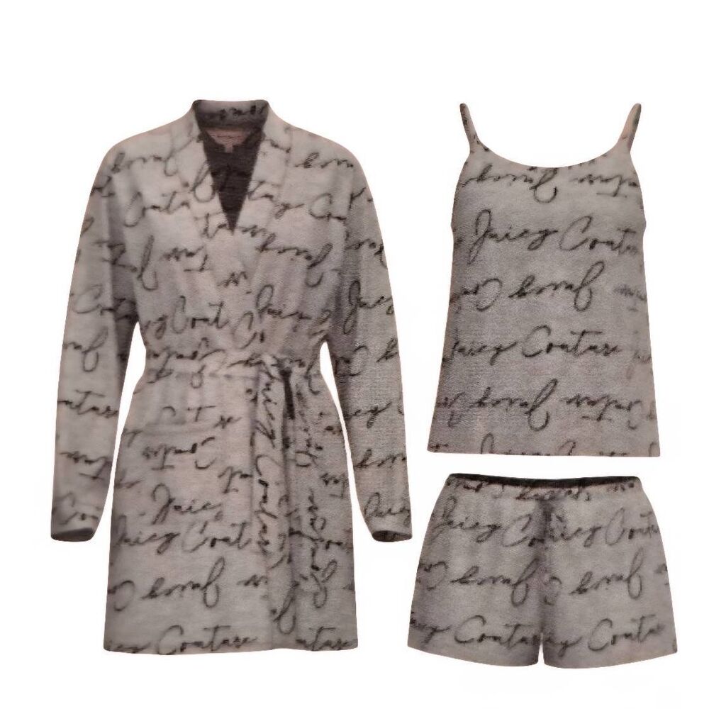 Juicy Couture 3-PC Script Logo Cami, Short, & Robe Set - Picture 2 of 6